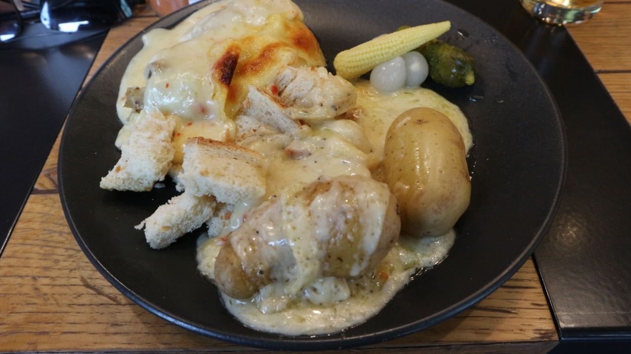 Traditional vegetarian Swiss Raclette Dish